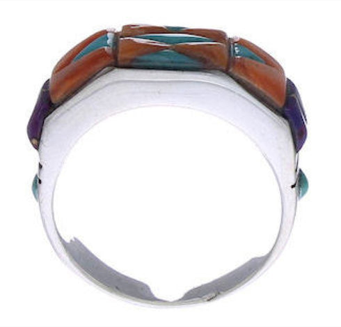 Authentic Sterling Silver Turquoise Multicolor Ring Size 8-3/4 AX37242